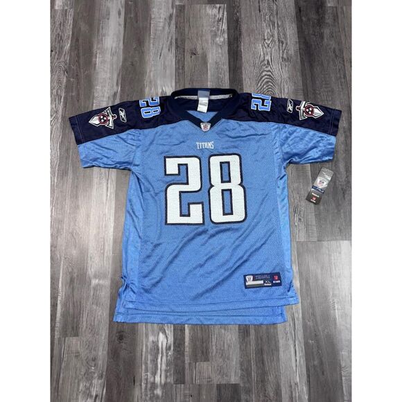 Size XL (18/20) - VTG 00's Reebok Tennessee Titans #28 Chris Johnson Jersey NWT - Picture 1 of 4